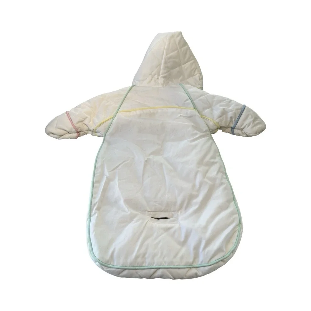 Vintage London Fog Baby Bunting Snowsuit Pastel Quilted Hooded‎ 0-6 Months White